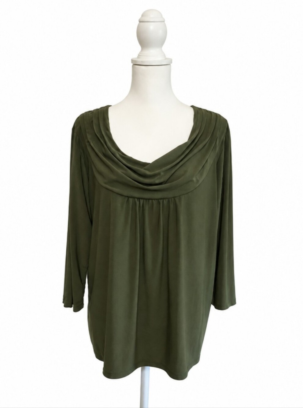 Chic Olive Cowl Neck Blouse